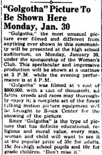 Golgotha announcement Sioux_Center_News_Thu__Jan_12__1939_