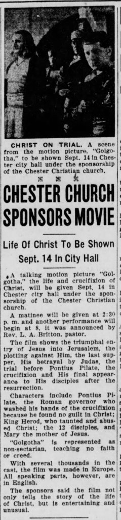 Golgotha church announcement The_Evening_Review_Sat__Sep_9__1939_